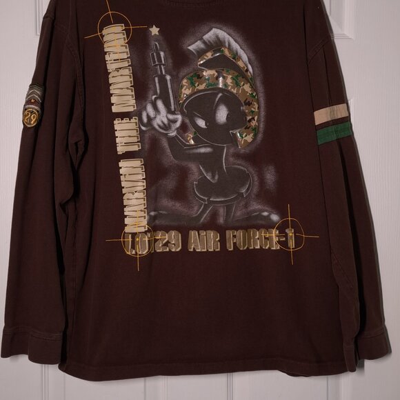 Marvin The Martian Lot29 Air Force-1 USED Long Sleeve Shirt: DISTRESSED, XL, Y2K - Picture 6 of 16